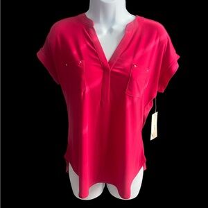 Joie De Vivre Magenta Short sleeve V neck blouse S